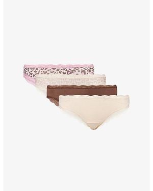 Stripe & Stare The Original Leopard-Pattern Pack Of Four Stretch-Modal Briefs - Pink