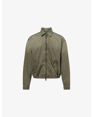 7 For All Mankind Aviator Long-Sleeve Cotton-Blend Jacket - Green