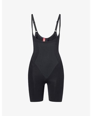 Spanx Sculpt Gofigure Open-Bust Mid-Thigh Bodysuit - Black