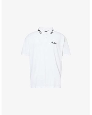 KTZ Striped-Collar Embroidered-Logo Cotton-Pique Polo Shirt - White