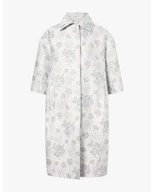 Huishan Zhang Aria Embroidered Cotton Blend Coat - White