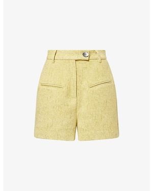 Odd Muse High-Waist Tailored Bouclé Shorts - Yellow