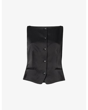 Theory Tailored Boat-Neck Satin Waistcoat - Black