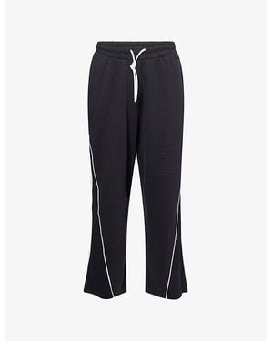 GYMSHARK Collegiate Straight-Leg Cotton-Jersey Trousers - Blue