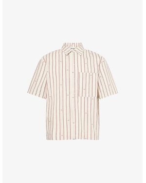 The Couture Club Emblem Striped Cotton Blend Shirt - Natural