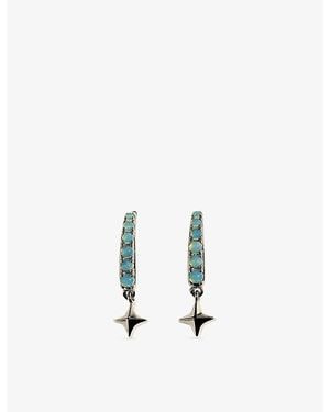 Astrid & Miyu Cosmic Opal Hook Rhodium-Plated Sterling Huggies - White