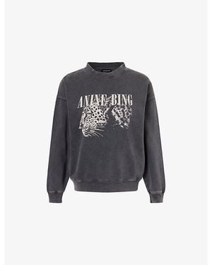 Anine Bing Spencer Leopard Cotton-Jersey Sweatshirt - Black