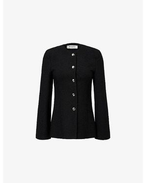 RÓHE Frames Collarless Bouclé Wool-Blend Blazer - Black