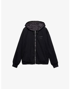 Prada Reversible Relaxed-Fit Cotton-Jersey Hoody - Blue