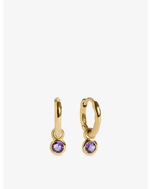 Monica Vinader February Birthstone 18Ct- Vermeil And Amethyst Huggie Earrings - Metallic