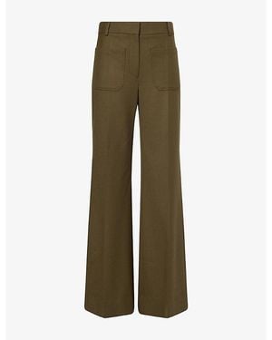 Victoria Beckham Alina Straight-Leg Woven Trousers - Green