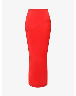 House Of Cb Colette Fitted Satin Midi Skirt - Red