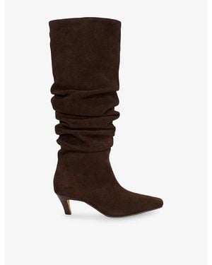 Dune Saunders Slouchy Heeled Suede Mid Boots - Brown