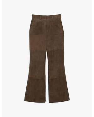 Reiss Priya Flared Suede Trousers - Brown