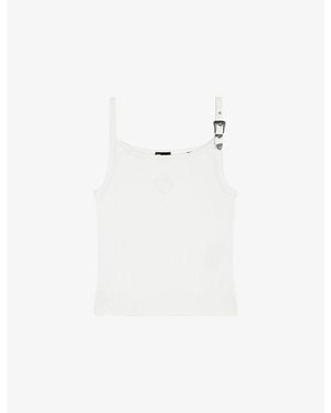 The Kooples Buckle-Embellished Slim-Fit Stretch-Cotton Vest - White