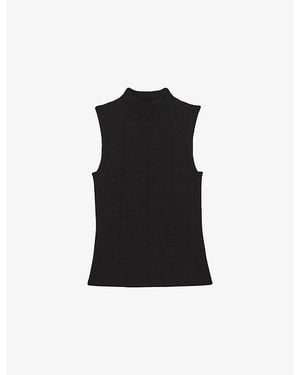 Reiss Milan Sleeveless Stretch-Knit Top - Black