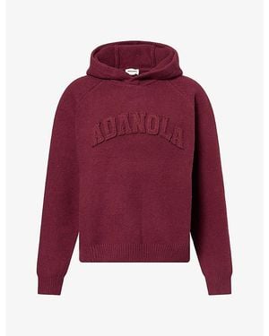 ADANOLA Varsity Oversize Cotton-Knit Hoody - Red