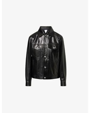 Bottega Veneta Intrecciato Long-Sleeve Leather Jacket - Black