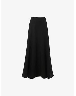 Whistles Helena Lyocell And Linen Midi Skirt - Black