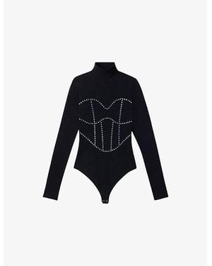 GOOD AMERICAN X Dolly's Joleans By Dolly Parton Crystal-Embellished Corset Stretch-Cotton Bodysuit - Blue