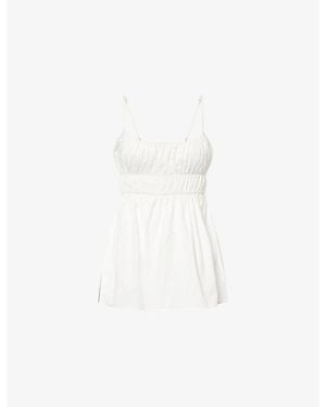 Dissh Zahara Ruched Cotton-Poplin Top - White