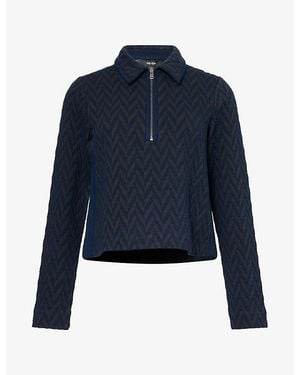 ME+EM Swing Jacquard Jersey Top - Blue