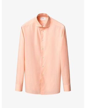 Eton Spread-Collar Contemporary-Fit Cotton-Poplin Shirt - Pink