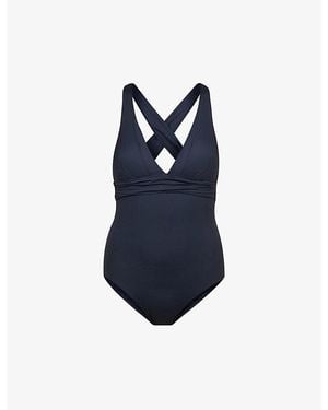 Seafolly Collective V-Neck Stretch-Nylon Swimsuit - Blue