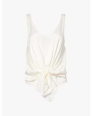 JW Anderson Front-Knot Silk Top - White
