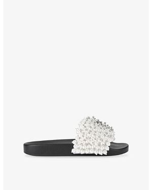 Kurt Geiger Meena Eagle Bead-Embellished Rubber Sliders - White
