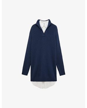Loewe Layered Knit And Shirt Cotton Mini Dress - Blue