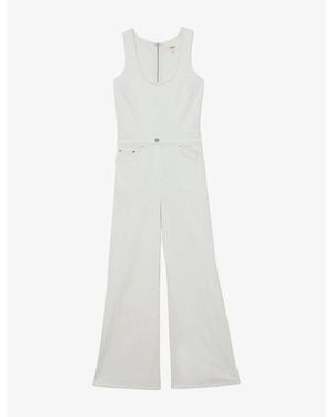 Reiss Rose Wide-Leg Denim Jumpsuit - White