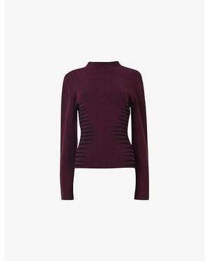 eem Jacquard Slim-Fit Knitted Top - Purple