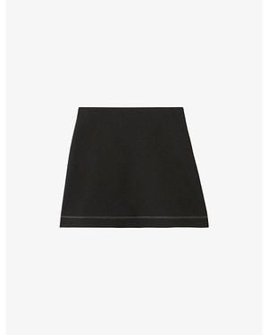 Claudie Pierlot Contrast-Stitch Straight Woven Mini Skirt - Black