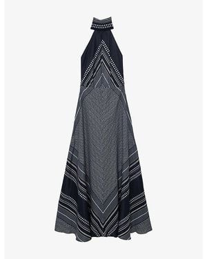 Reiss Skylar Scarf-Print Woven Maxi Dress - Blue