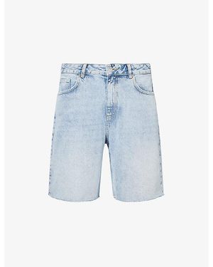 The Couture Club Raw-Edge Straight-Leg Denim Shorts - Blue