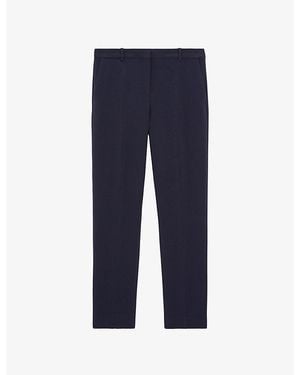The Kooples High-Rise Straight-Cut Stretch-Woven Trousers - Blue