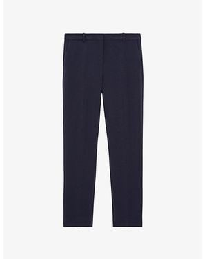 The Kooples High-Rise Straight-Cut Stretch-Woven Trousers - Blue