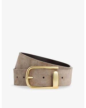 Reiss Iyla Half-Keeper Leather Belt - Natural