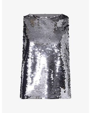 Reformation Lisa Sequin Knit Top - Grey