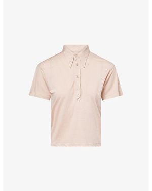 Maison Margiela Short-Sleeve Logo-Embroidered Stretch-Woven Polo Shirt - Pink