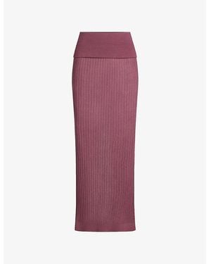 Skims Foldover Sheer Knit Maxi Skirt - Purple