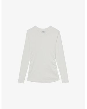 Reiss Tessa Ruched Stretch-Cotton Top - White