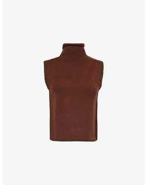 ME+EM High-Neck Sleeveless Knitted Cashmere Vest - Brown