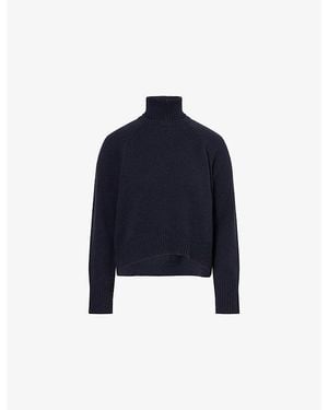 ME+EM Raglan-Sleeve Detachable-Snood Cashmere Jumper - Blue