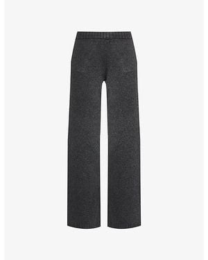The Couture Club Fluffy Emblem Brand-Embroidery Straight-Leg Mid-Rise Knitted Jogging Bottoms - Black