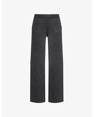 The Couture Club Fluffy Emblem Brand-Embroidery Straight-Leg Mid-Rise Knitted Jogging Bottoms - Black