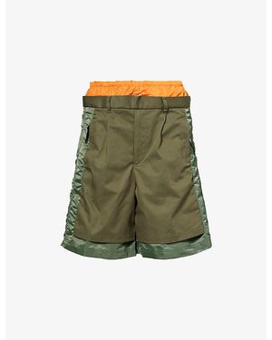 Toga Virilis Porter Gathered-Waist Cotton-Blend Shorts - Green