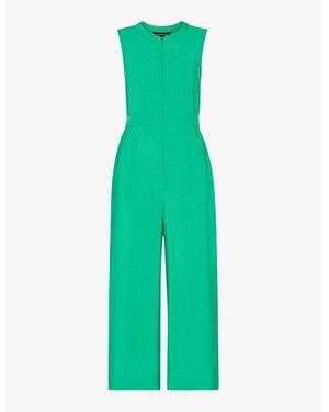 Whistles Josie Zip-Front Sleeveless Woven Jumpsuit - Green