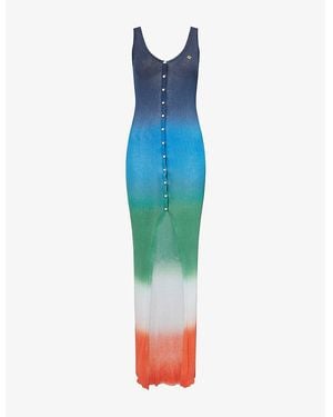 CASABLANCA Ribbed Cotton-Blend Maxi Dress - Blue